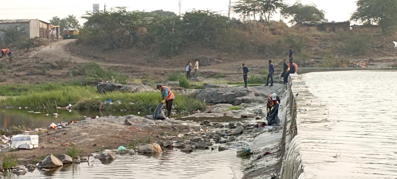 Community Cleanup at Check Dam Site