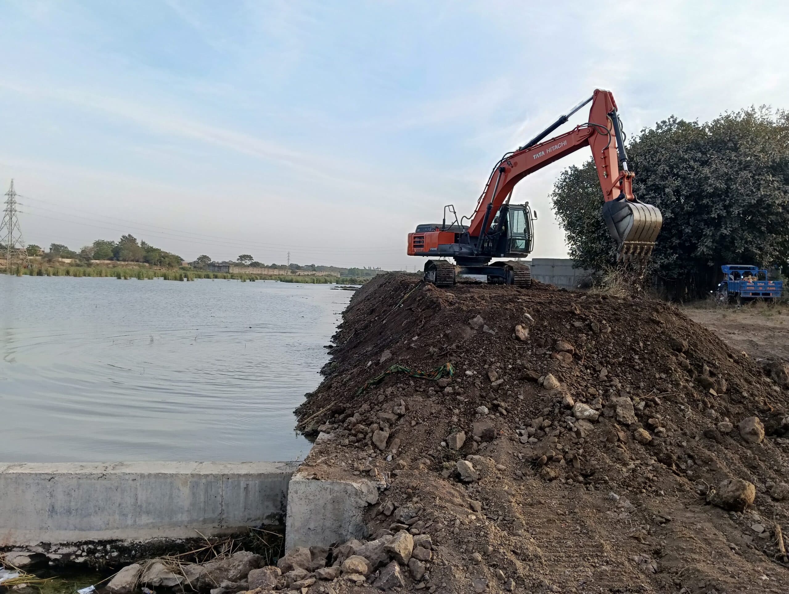 Earthmoving Work Near Water Reservoir